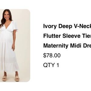 Pinkblush Ivory V-Neck Flutter Sleeve Midi Dress